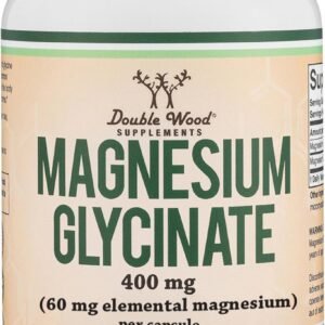 Magnesium Glycinate 400mg | 180 Capsules | Sleep, Muscle, & Heart Support | Vegan, Third Party Tested, Gluten Free, Non-GMO, by Double Wood Supplements