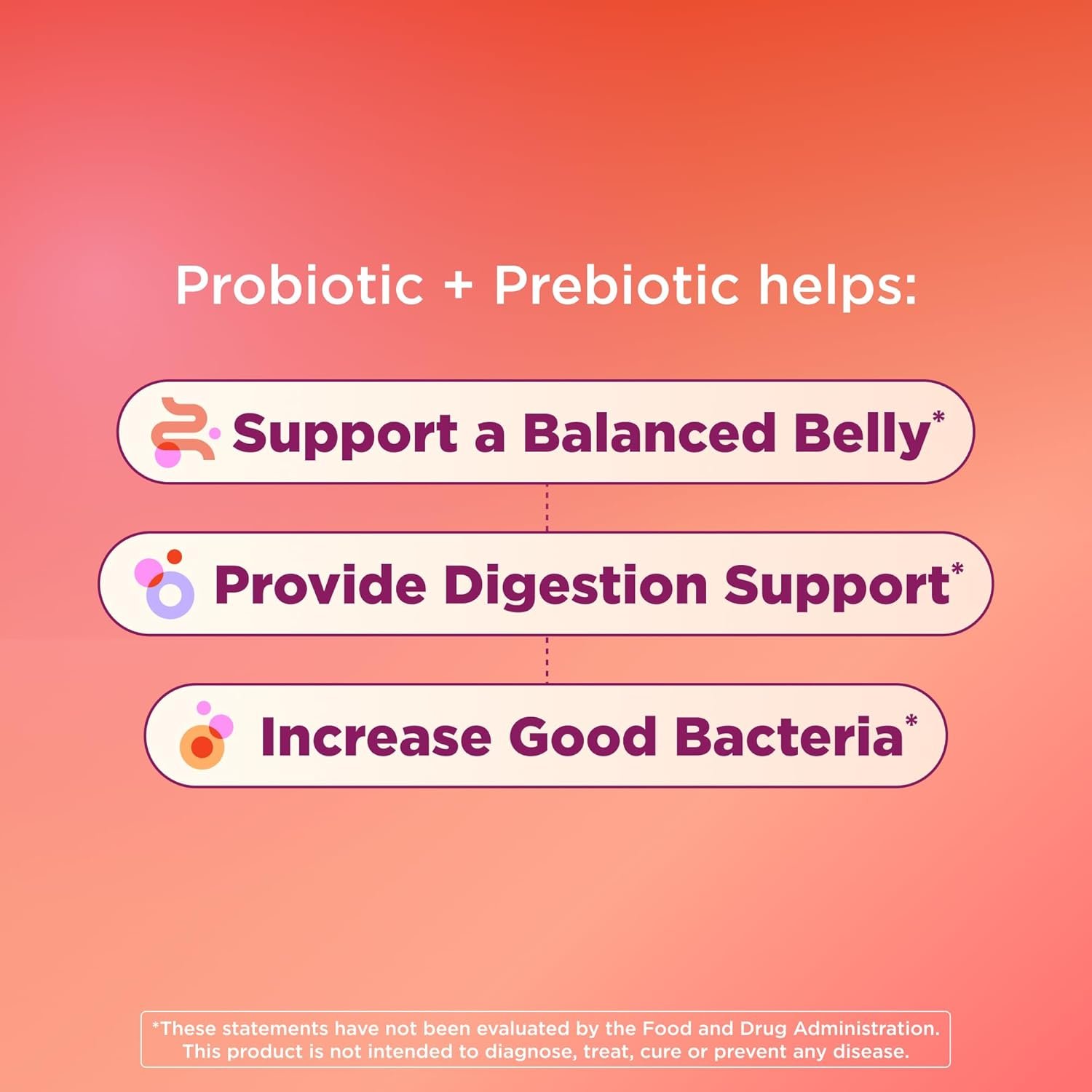 OLLY Probiotic + Prebiotic Gummy, Digestive Support and Gut Health, 500 Million CFUs, Fiber, Adult Chewable Supplement for Men and Women, Peach, 60 Day Supply - 60 Count - Image 3