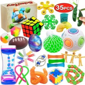 Fidget Toy Set, 35 Pcs Sensory Toy for ADD, OCD, Autistic Children, Adults, Anxiety Autism to Stress Relief and Anti Anxiety with Motion Timer, Perfect for Classroom Reward with Gift Box