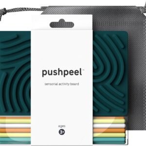 Pushpeel Sensory Activity Board: Silicone Fidget Toy for Calming, Stress, Anxiety, ADHD & Autism | Silent, No Mess | Kids 3+ & Adults | Includes Portable Travel Bag & 11 Strings