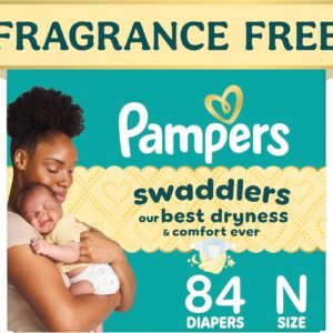 Pampers Swaddlers Diapers, Size 0 (up to 10 lbs), 84 Count, Hypoallergenic, Absorbent, Keeps Baby Dry and Comfortable, Skin Safe Disposable Newborn Baby Diaper