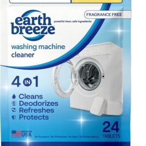 Earth Breeze Washing Machine Cleaner Tablets – 1 Year Supply – Deep Cleans, Removes Odors, Residue & Buildup – Front Load, Top Load & HE Washers – Fragrance-Free – No Harsh Chemicals – Made in USA