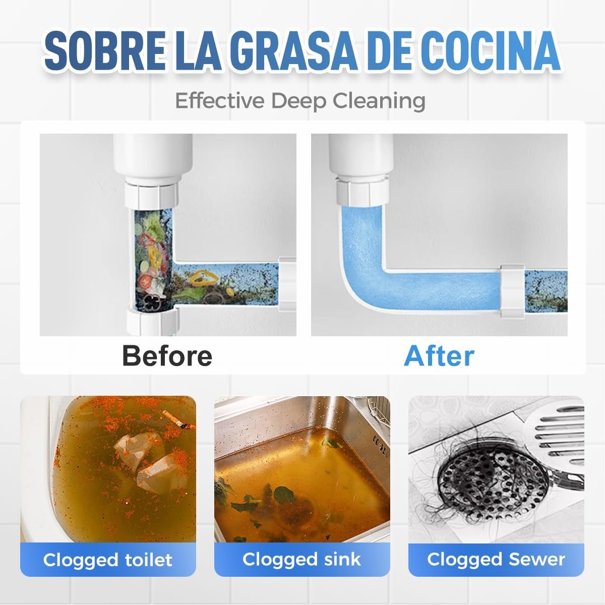 Sink and Drain Cleaner, 2026 Upgraded Pipeline Dredging Agent, Multi-functional Sink and Drain Cleaner Powder, Fast-Acting Pipe Dredging Agent for Kitchen and Toilet Pipeline (2pcs) - Image 4