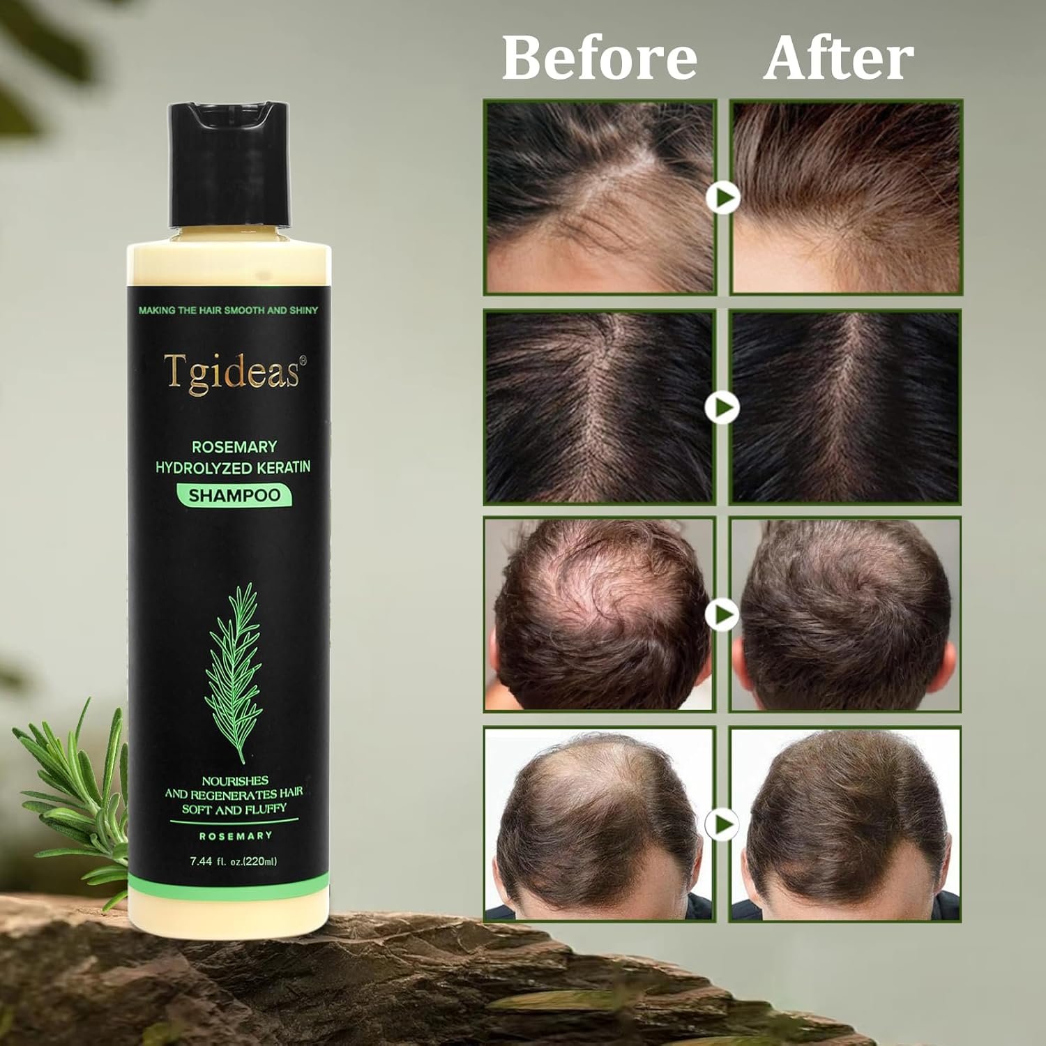 Tgideas Rosemary & Biotin Shampoo for Thinning Hair, Volumizing Shampoo for Fuller, Thicker Hair, Strengthening & Nourishing Formula with Root Lift, Gentle Daily Care for Women & Men (7.4 fl oz) - Image 3