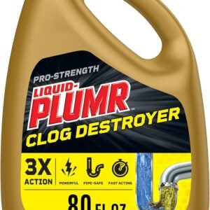 Liquid-Plumr Pro-Strength Full Clog Destroyer, Bathroom & Kitchen Sinks, Shower and Tub Drain, Safe for Pipes, Liquid Drain Cleaner, 80 Fluid Ounces