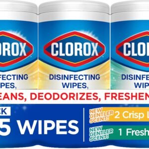 Clorox Disinfecting Wipes for Allergy Season, Bleach-Free, Multi-Surface Cleaner, Antibacterial, Fresh Scent & Crisp Lemon, 75 Count Each, Pack of 3