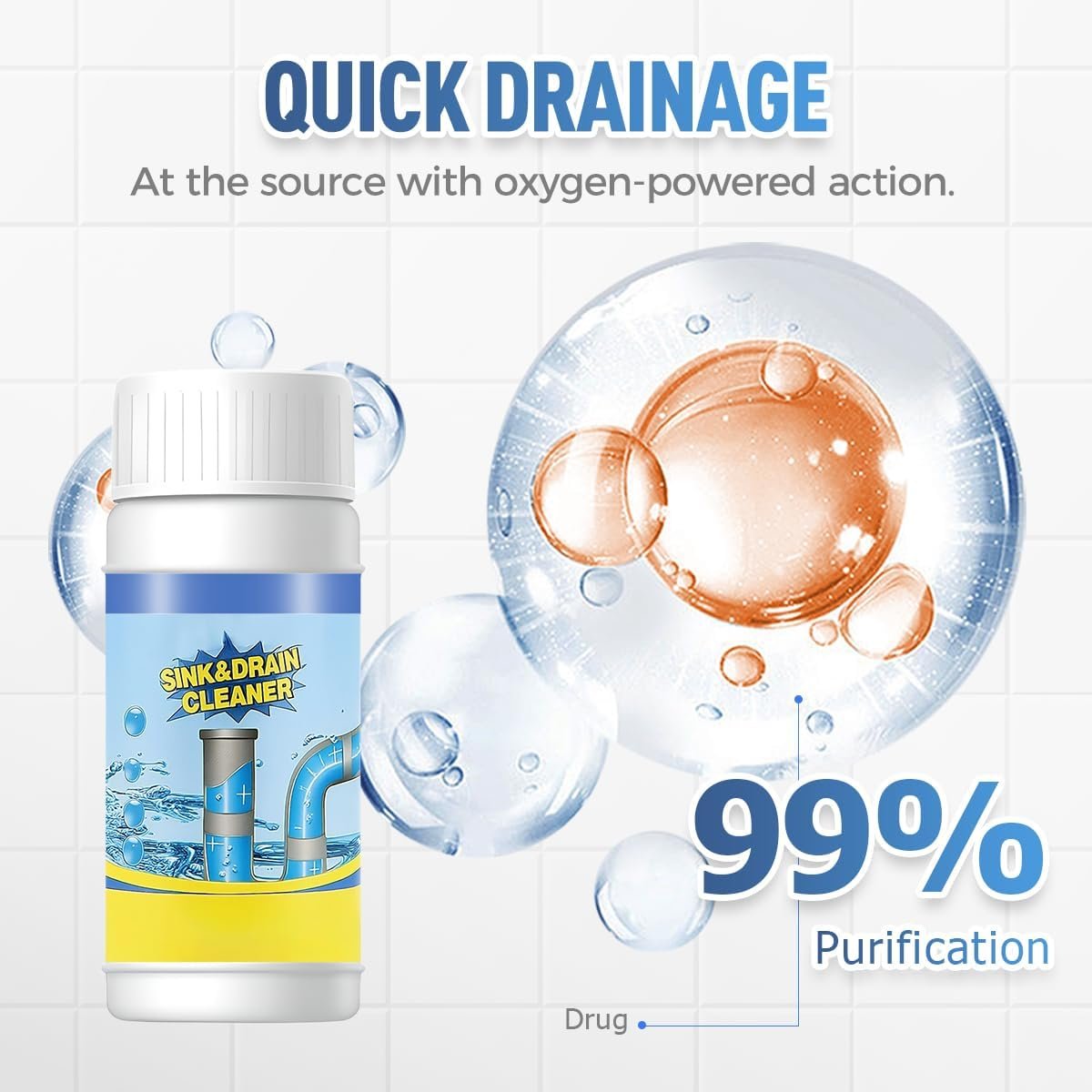 Sink and Drain Cleaner, 2026 Upgraded Pipeline Dredging Agent, Multi-functional Sink and Drain Cleaner Powder, Fast-Acting Pipe Dredging Agent for Kitchen and Toilet Pipeline (3pcs) - Image 3