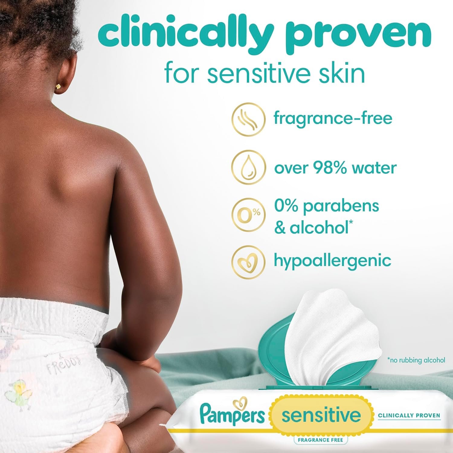 Pampers Sensitive Baby Wipes - Fragrance Free 56 Count, 1X - Image 2