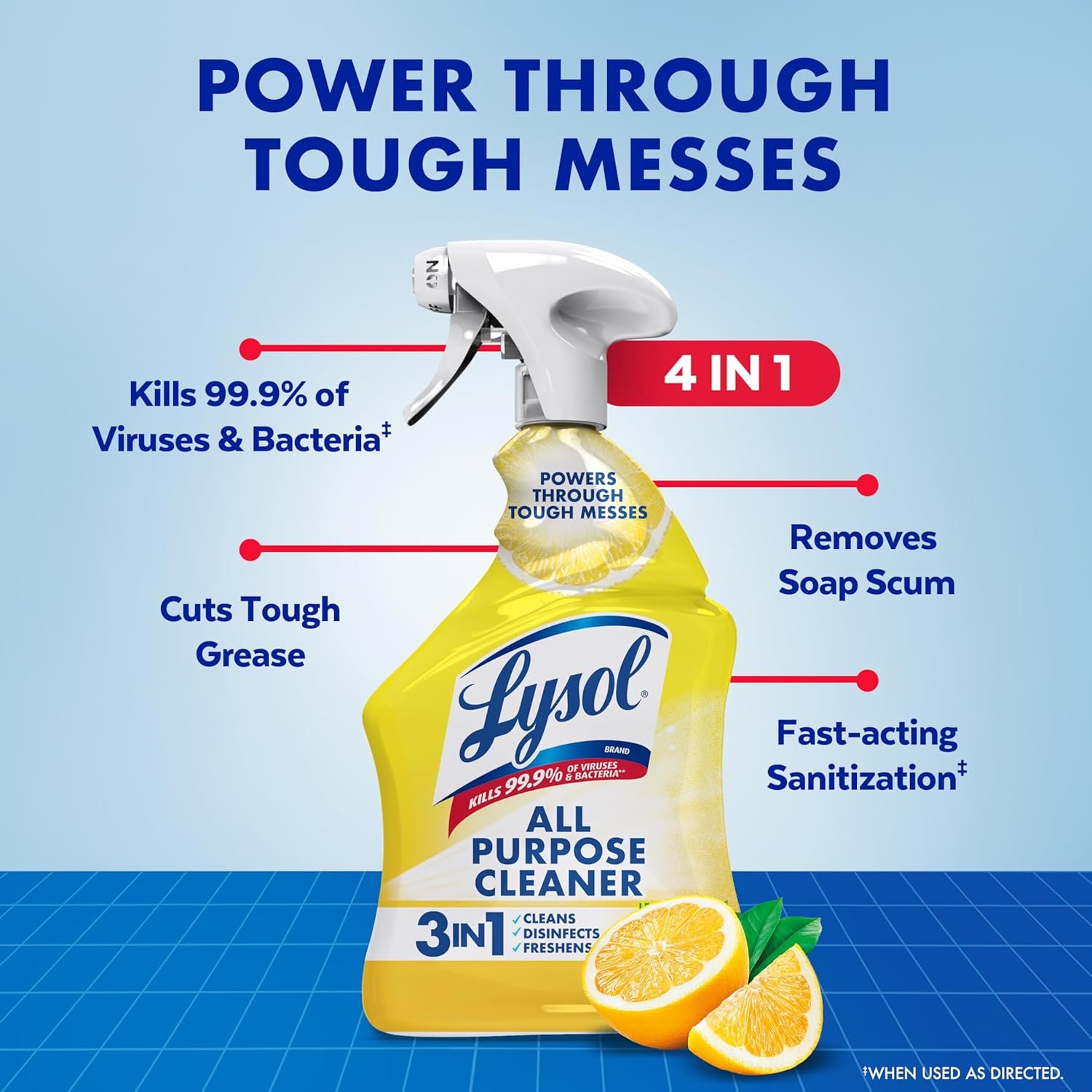 Lysol All Purpose Cleaner Spray, Multi-Purpose Disinfecting Spray, Kitchen & Bathroom Cleaner, Lemon Breeze Scent, 32 Fl Oz - Image 2