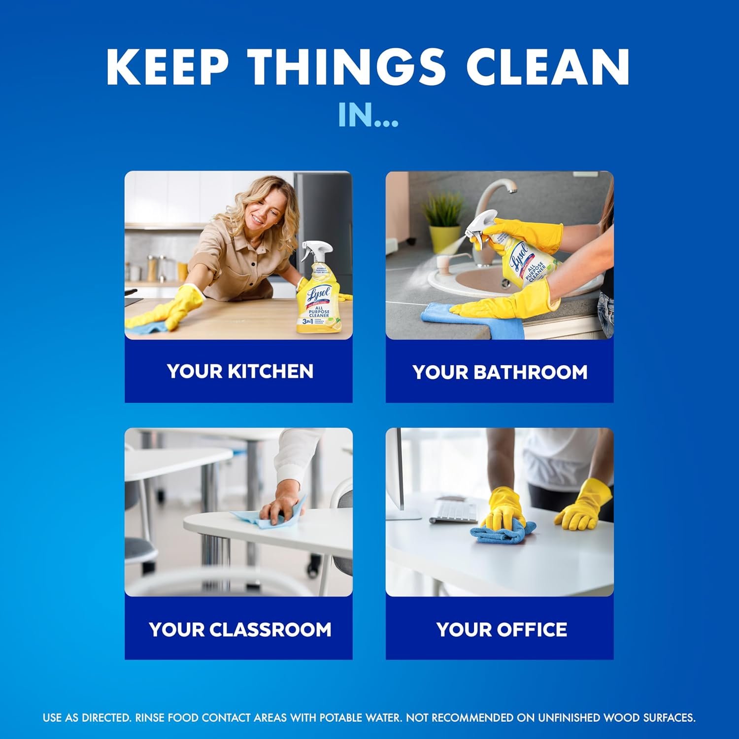 Lysol All Purpose Cleaner Spray, Multi-Purpose Disinfecting Spray, Kitchen & Bathroom Cleaner, Lemon Breeze Scent, 32 Fl Oz - Image 3