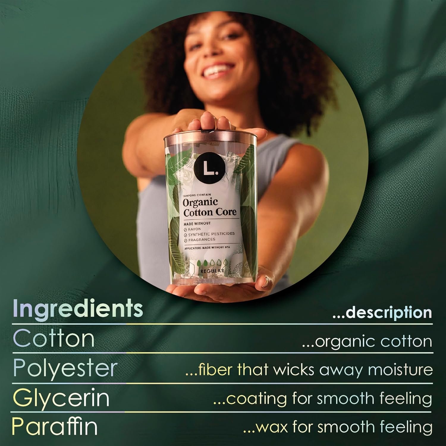 L. Cotton Tampons Light/Regular Absorbency Multipack, Contains an Organic Cotton Core, Made Without Synthetic Pesticides, or Fragrances, 84 Count - Image 6