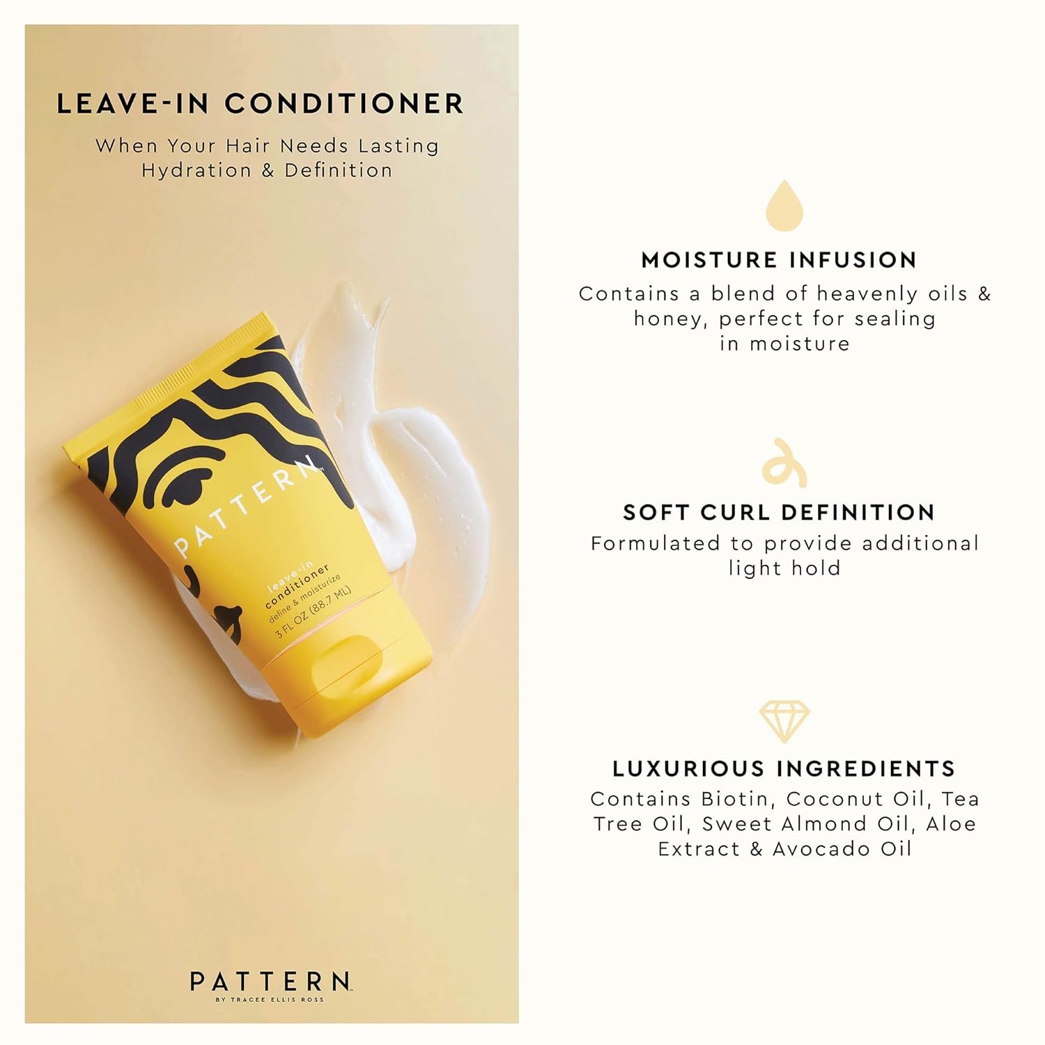 PATTERN Beauty by Tracee Ellis Ross Leave-In Conditioner 9.8 fl oz - Rich Moisture for Curly, Coily and Tight-Textured Hair, 3a to 4c - Image 2