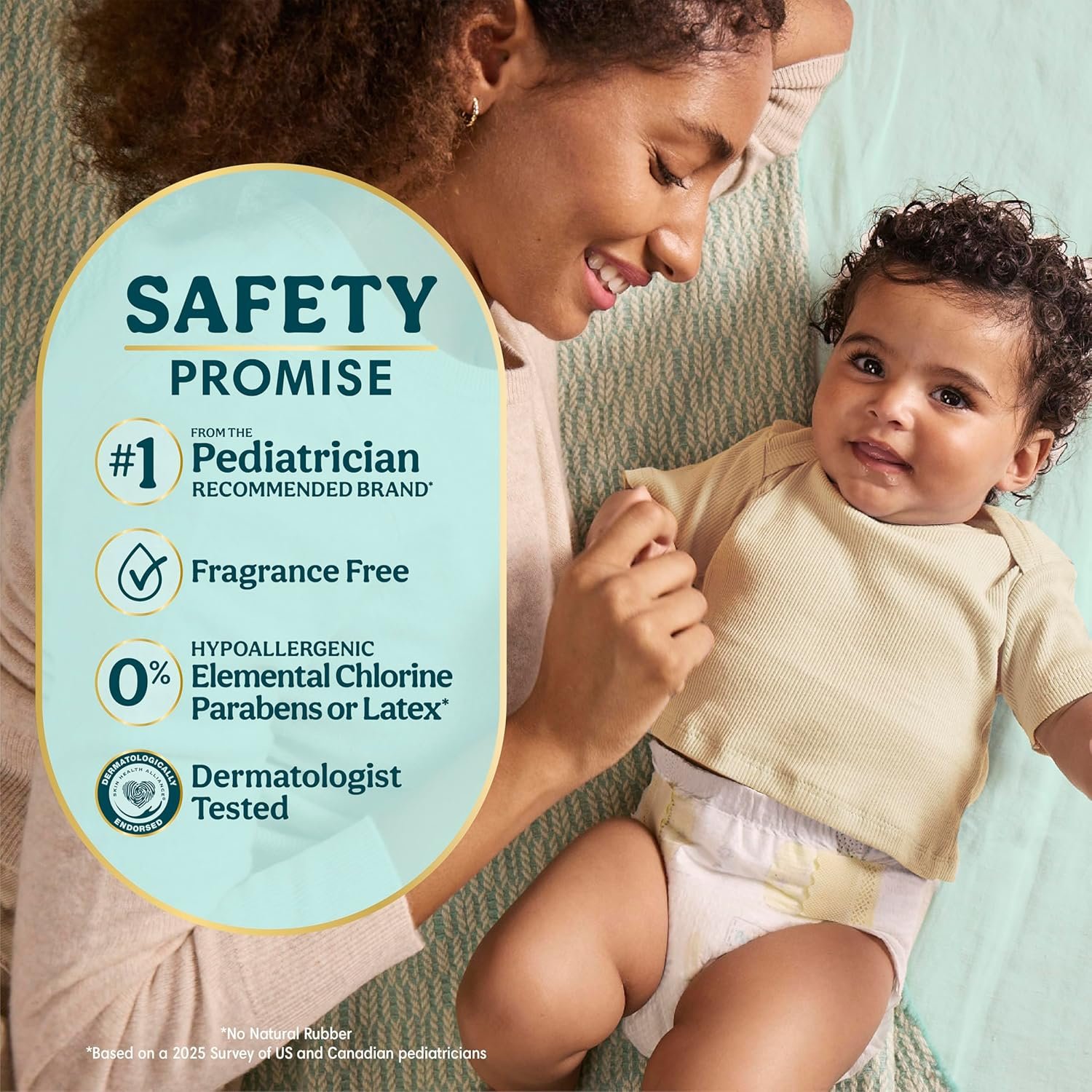 Pampers Swaddlers Diapers, Size 1 (8-14 lbs), 198 Count, Hypoallergenic, Absorbent, Keeps Baby Dry and Comfortable, Skin Safe Disposable Newborn Baby Diaper - Image 2