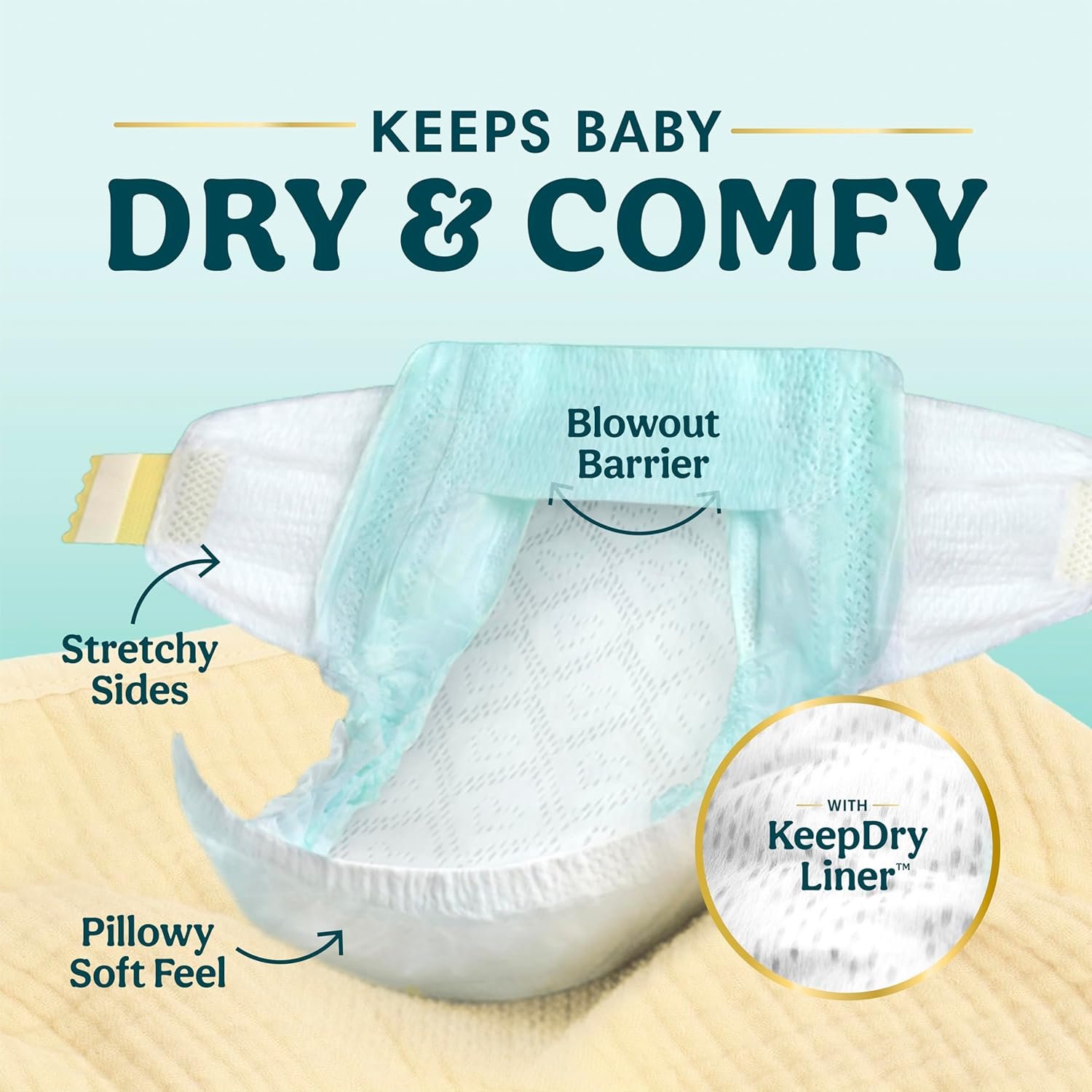 Pampers Swaddlers Diapers, Size 1 (8-14 lbs), 198 Count, Hypoallergenic, Absorbent, Keeps Baby Dry and Comfortable, Skin Safe Disposable Newborn Baby Diaper - Image 3