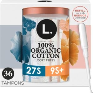 L. Tampons, Made with Organic Cotton, Super/Super Plus Absorbency, Multipack, Made Without Synthetic Pesticides, Rayon or Fragrances, Applicator Made Without BPA, Leak-Stopping Design, 36 Count
