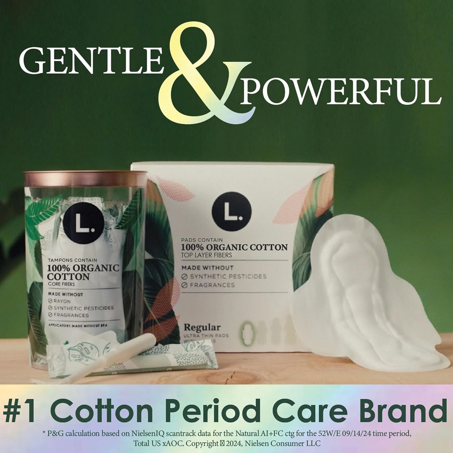 L. Tampons, Made with Organic Cotton, Super/Super Plus Absorbency, Multipack, Made Without Synthetic Pesticides, Rayon or Fragrances, Applicator Made Without BPA, Leak-Stopping Design, 36 Count - Image 5