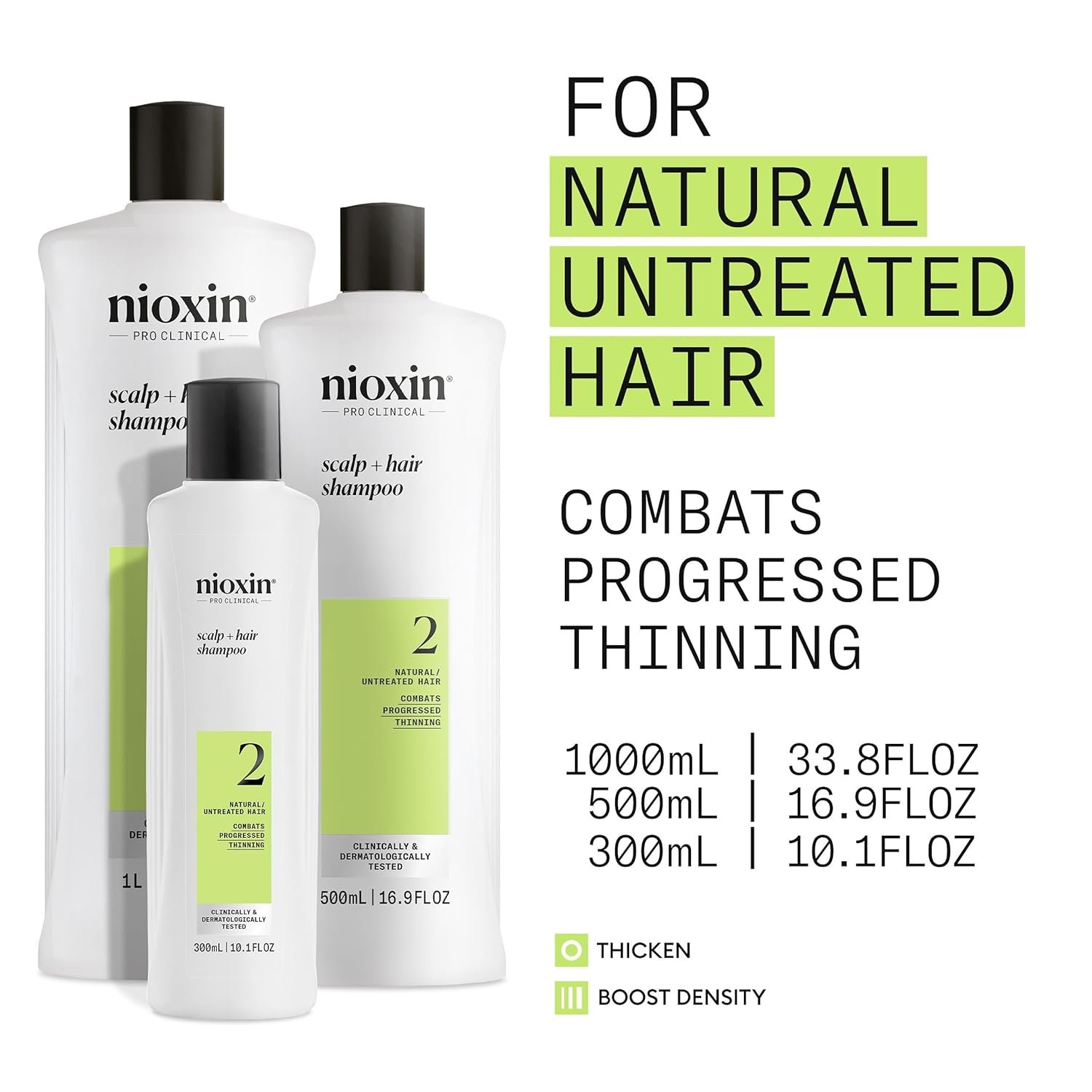 Nioxin System 2 Scalp + Hair Thickening Shampoo for Natural Hair with Progressed Thinning | Cleanse & Boost Hair Density with Niacinamide & Biotin - Image 3