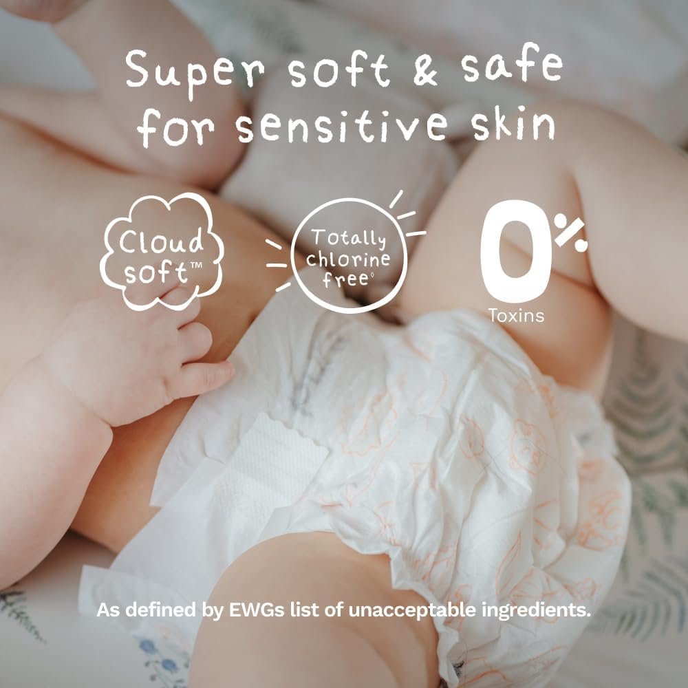 Pura Newborn Baby Diapers Size N (Up to 10 lbs), 3 Pack (84 Hypoallergenic Diapers) Totally Chlorine Free (TCF), Disposable Diapers for Sensitive Skin, Blowout Protection & Wetness Indicator - Image 2