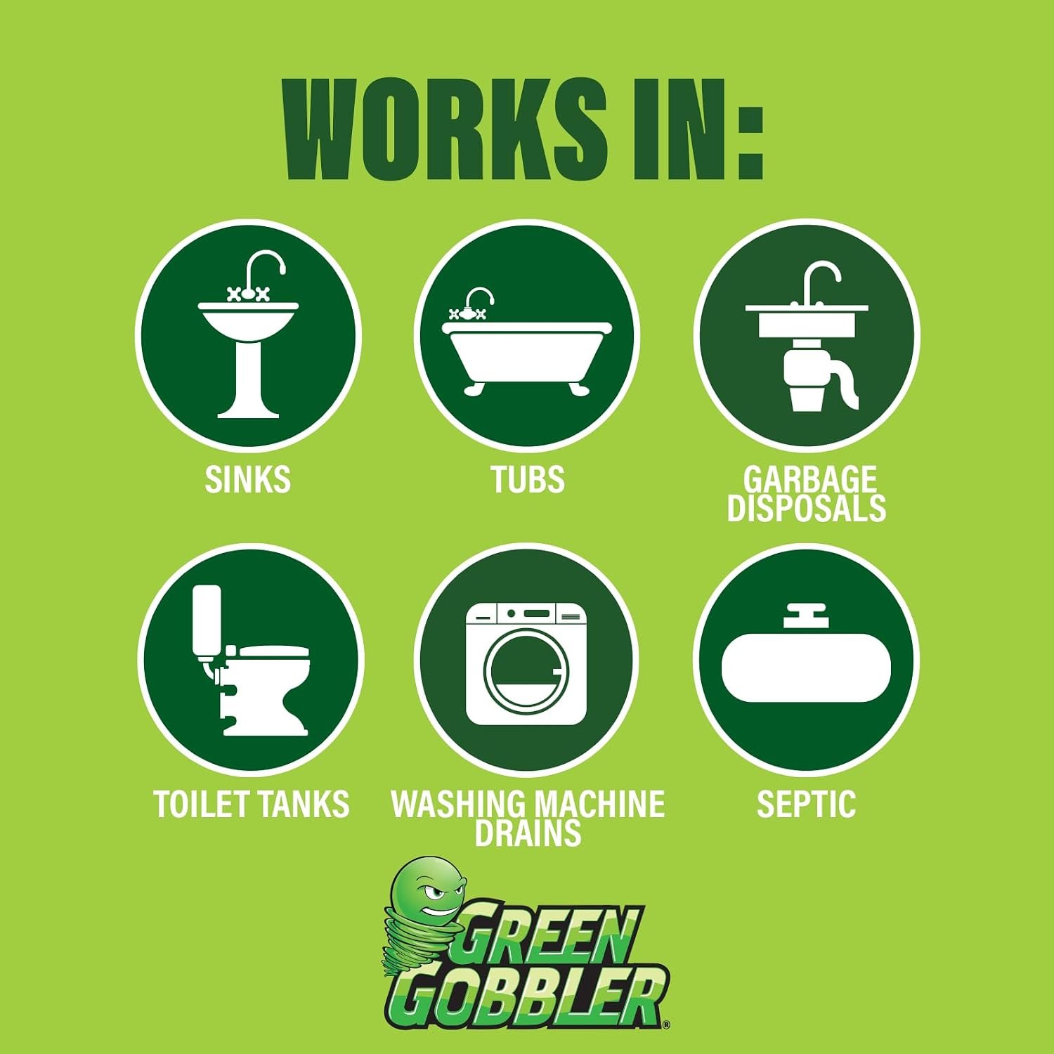 Green Gobbler Drain Cleaner & Deodorizer FRESH SCENT Sticks for Toilet Tanks, Sinks, Bathtub Drains, Washing Machine Drains and Garbage Disposals - 24 Pieces - Image 7