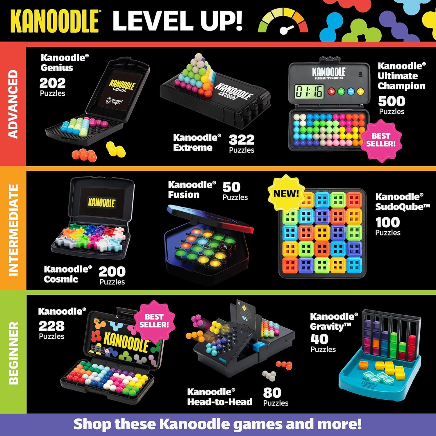Educational Insights Kanoodle Head-to-Head - 3D Brain Teaser Puzzles for Kids, Spatial Puzzle Games for Adults, Teens and Kids, Problem Solving Toys and Logic Puzzles, Two Player Games - Image 8