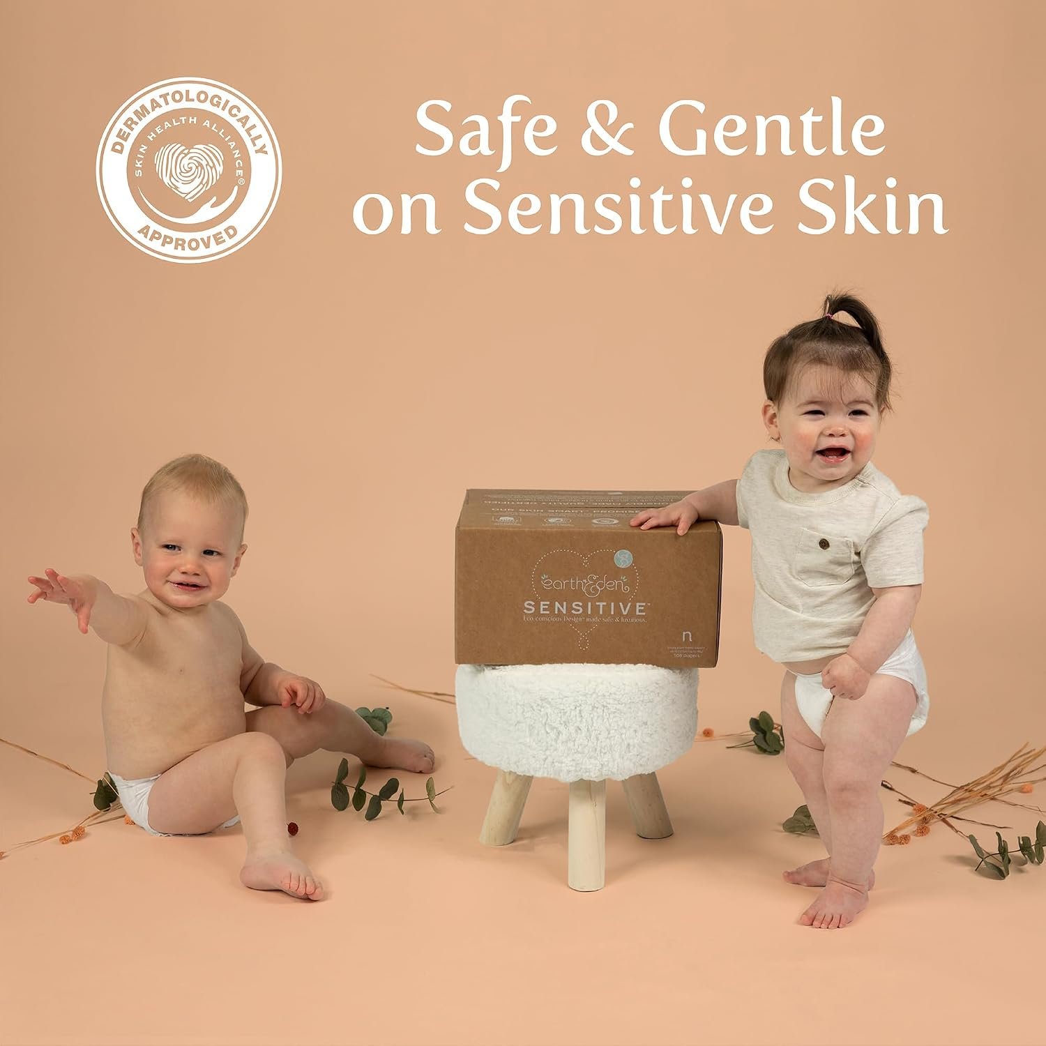 Earth & Eden Sensitive Baby Diapers, Size 5 (172 Count) - Eco-Conscious & Hypoallergenic Diapers - No Harsh Chemicals - Comfortable and Gentle on Skin - Dermatologically Approved - Image 3