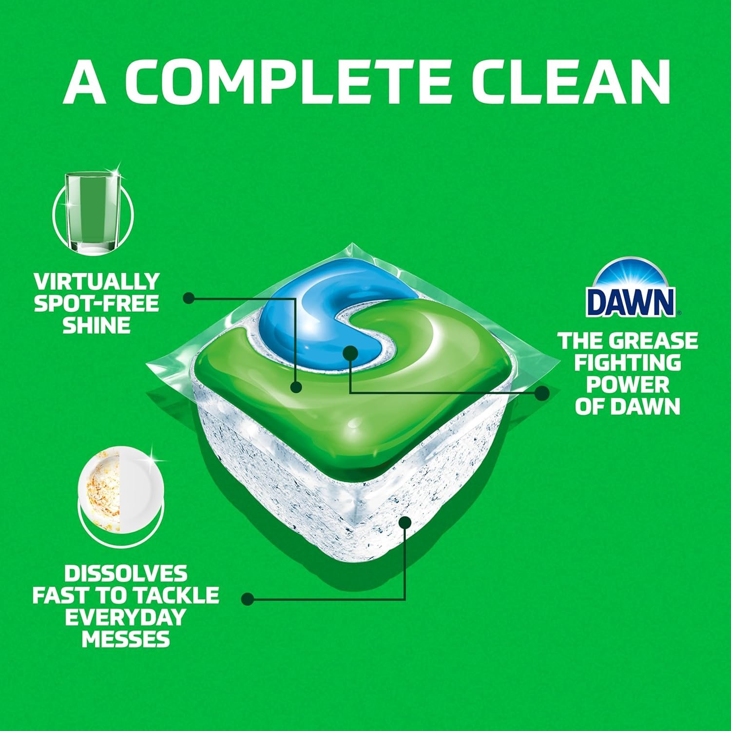 Cascade Complete Action Dishwasher Detergent Pods Fresh Scent Dishwasher Pods and Tablets, Powerful Dishwashing Detergent for Spotless Dishes, Grease-Fighting Dish Pods and Dish Tabs, 43 Count - Image 2
