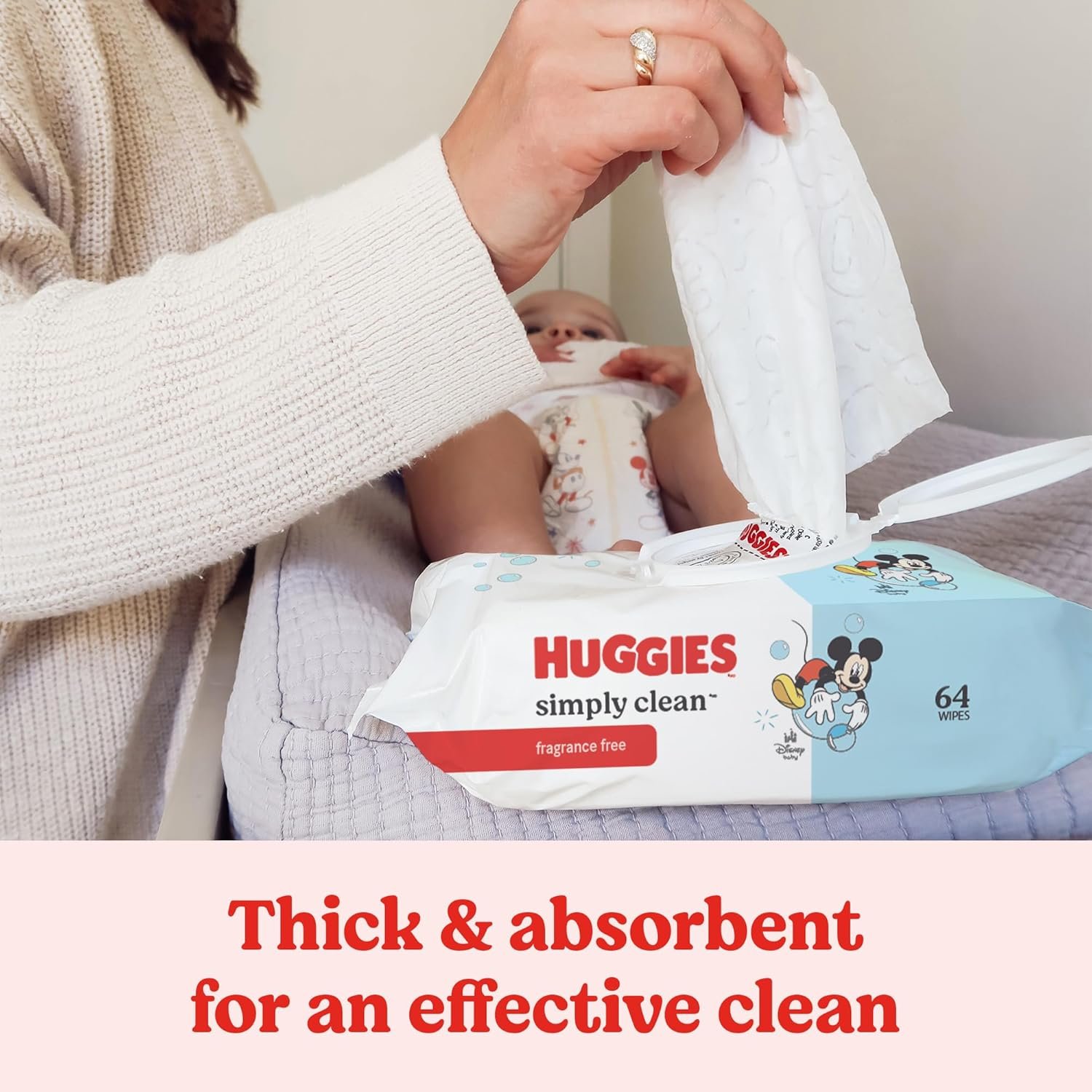 Huggies Simply Clean Unscented Baby Diaper Wipes, 1 Flip-Top Pack (64 Wipes Total), Packaging May Vary - Image 4