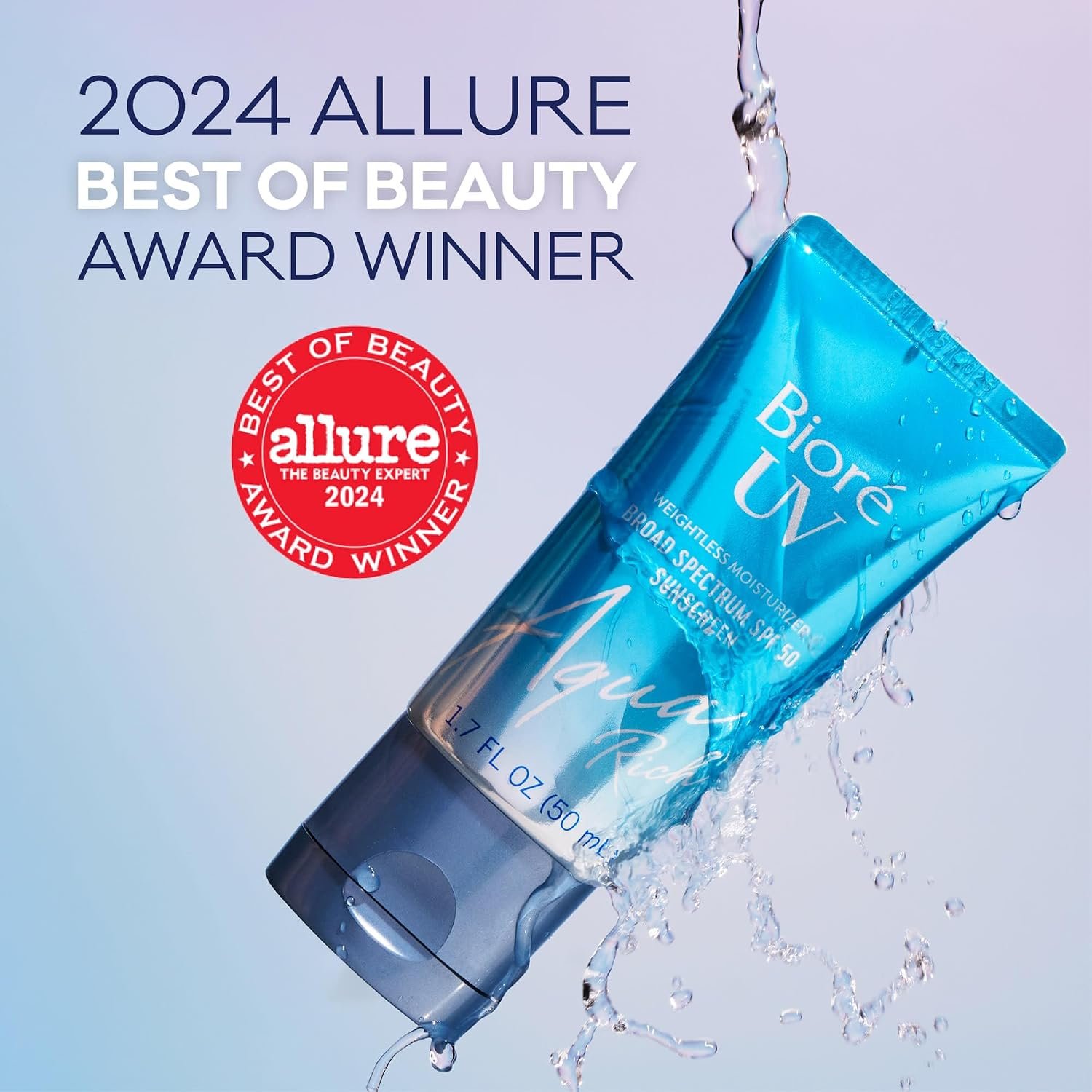 Biore UV Aqua Rich Daily Hydrating Facial Moisturizer with SPF 50 | Oil Free Sunscreen & Primer for Makeup with Hyaluronic Acid, No White Cast, Non-Comedogenic, For Sensitive Skin, PA++++, 1.7 Oz - Image 2