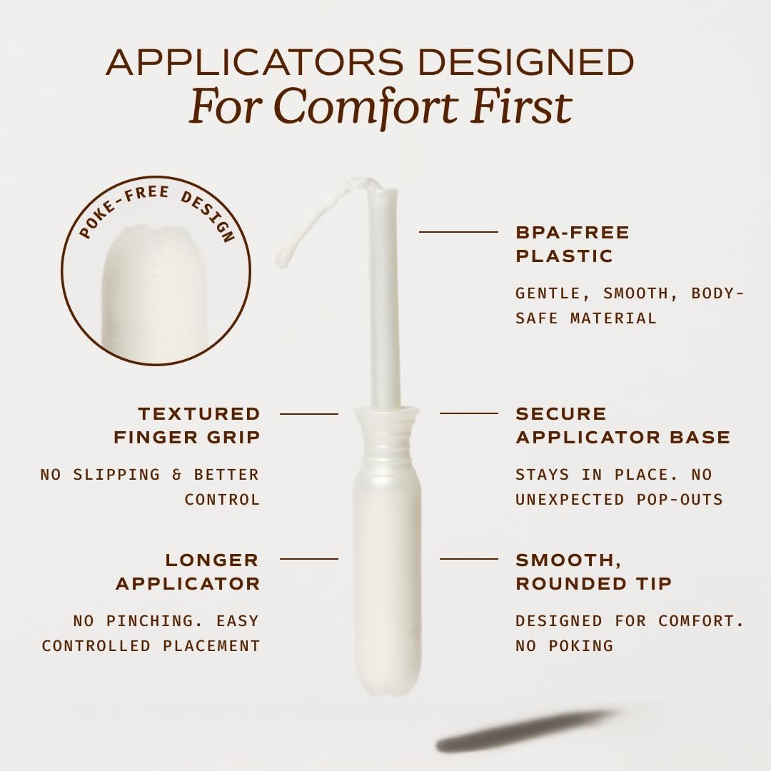 August Regular Tampons - Easy-Glide Long Applicators - 36-Pack 100% Organic Cotton Tampons for Women, Non-Toxic, Fragrance-Free, and Hypoallergenic - Image 3