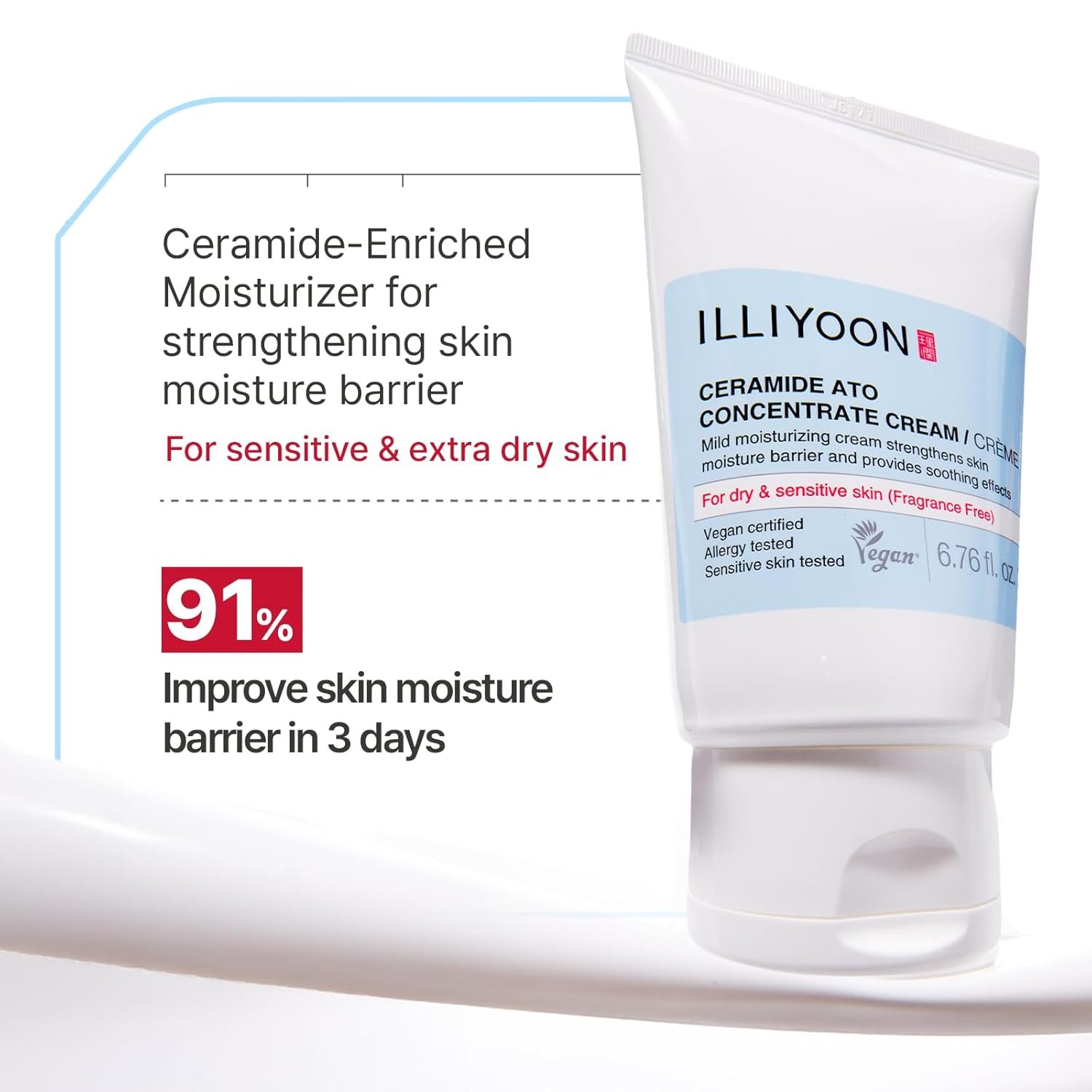 Illiyoon Ceramide Ato Concentrate Cream | Moisturizer for Dry & Sensitive Skin, 100hr Lasting Hydration, For Face & Body, Gentle for Infants, Moisture Barrier Repair, Vegan Certified, 2.53 fl.oz. - Image 3