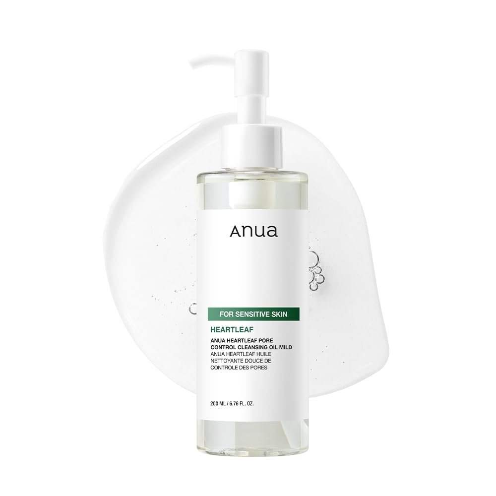 ANUA Heartleaf Pore Cleansing Oil MILD, Sensitive Skin Face Wash, Oil Cleanser for Face, Makeup Cleanser, Korean Skin Care, Non-Comedogenic, Fragrance Free, 6.76 fl oz