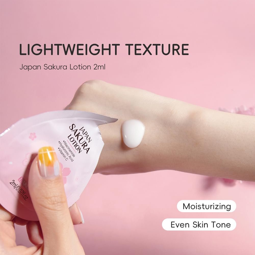 Sakura Travel Skincare Sets, 60pcs Mini Travel Skin Care kit Including Cleanser, Toner, Lotion, Serum, Cream, Sleepping Mask - Image 5