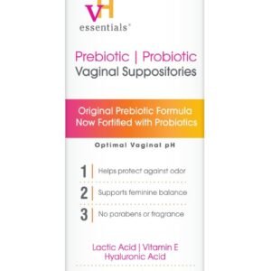 vH essentials Prebiotic pH Balanced Vaginal Suppositories, Naturally Protect Against Odor, 15 Count Box