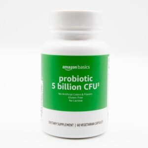 Amazon Basics Probiotic, 5 Billion CFU, No Artificial Colors & Flavors, Gluten-Free, 60 Vegetarian Capsule, Probiotics for Digestive Health