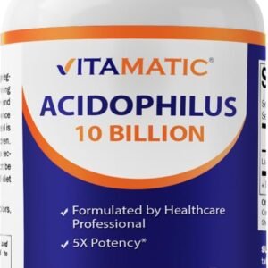 Vitamatic Acidophilus Probiotic – 10 Billion CFU – 5X Potency – Daily Probiotic Supplement, Supports Digestive Health – 120 Tablets