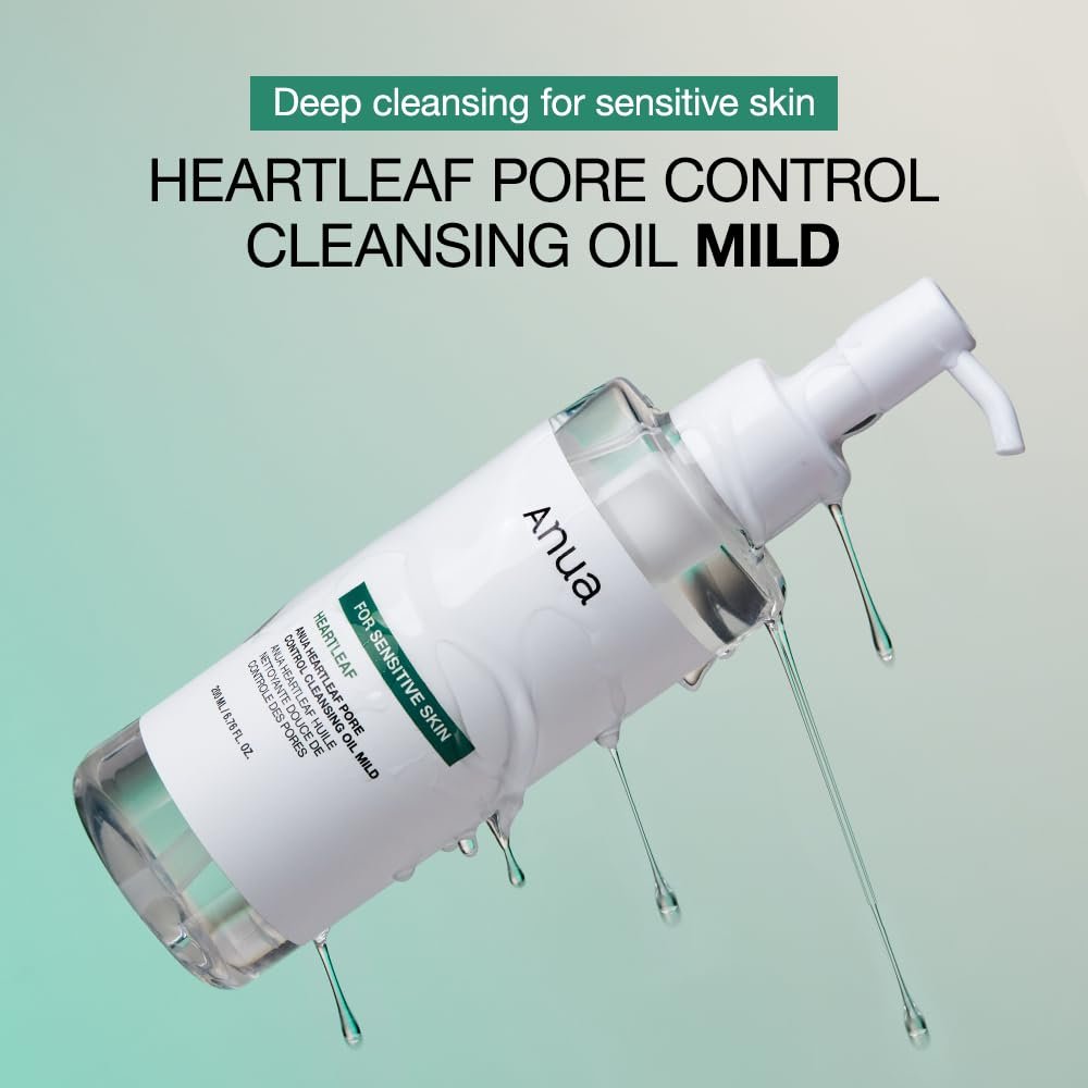 ANUA Heartleaf Pore Cleansing Oil MILD, Sensitive Skin Face Wash, Oil Cleanser for Face, Makeup Cleanser, Korean Skin Care, Non-Comedogenic, Fragrance Free, 6.76 fl oz - Image 3
