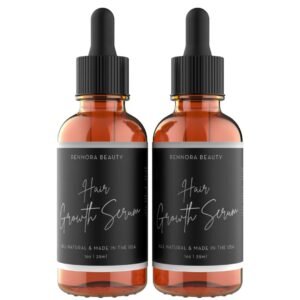Rennora Hair Growth Serum with Organic Herbs and Natural Vitamins, Peppermint Oil, Stinging Nettle, and Rosemary Oil, No Chemicals, Formulated for Hair Regrowth (2 Pack – 60 Day Supply)