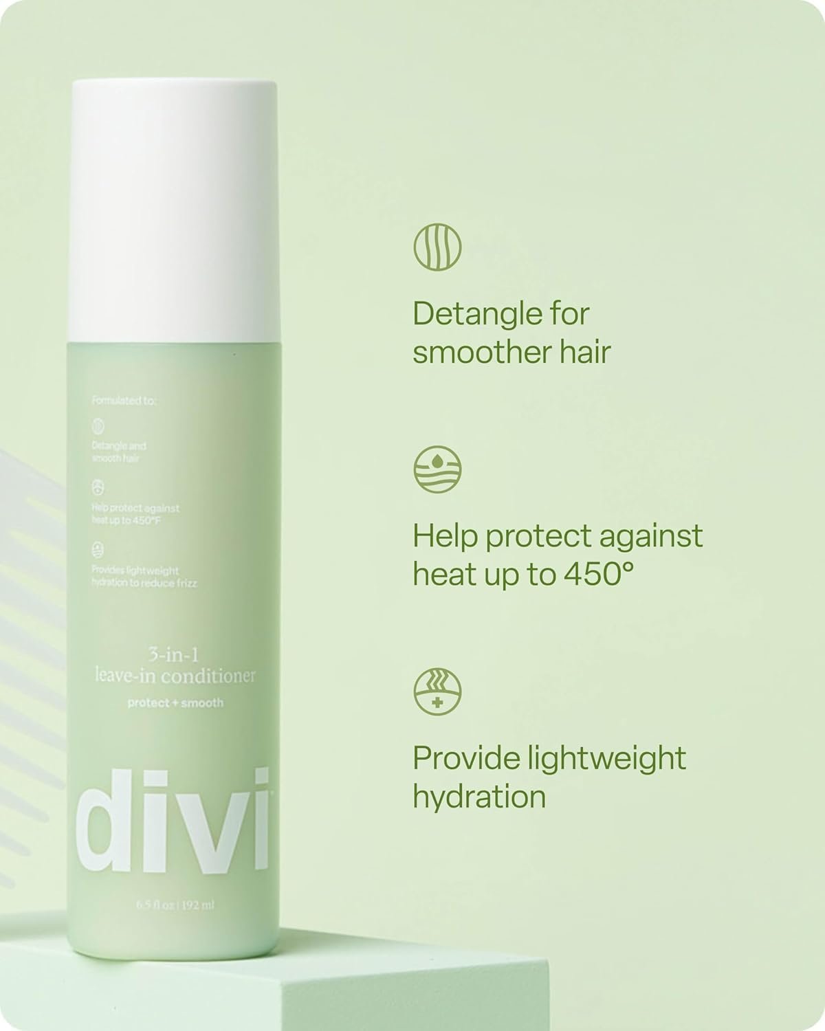 Divi 3-in-1 Leave-In Conditioner Spray - Detangler & Heat Protectant for Frizz Control & Shine, Lightweight Moisturizer - For All Hair Types - 6.5 Fl Oz - Image 3
