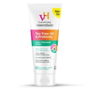 vH Essentials Daily Feminine Wash – 10 Fl Oz – Odor Eliminating Vaginal Wash with Tea Tree Oil, Prebiotics and Cranberry, gentle cleanser + pH balancing