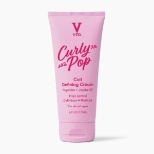 V&Co. Beauty Curly Pop Curl Defining Cream – Curl Cream for Curly Hair, Anti Frizz & Moisturizing Hair Care with Peptides & Jojoba Oil – Defines Curls, Enhances Elasticity & Adds Hydration – 6 oz