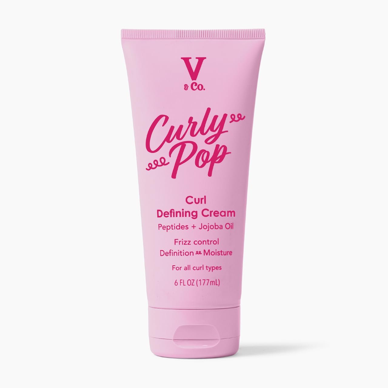 V&Co. Beauty Curly Pop Curl Defining Cream – Curl Cream for Curly Hair, Anti Frizz & Moisturizing Hair Care with Peptides & Jojoba Oil – Defines Curls, Enhances Elasticity & Adds Hydration – 6 oz