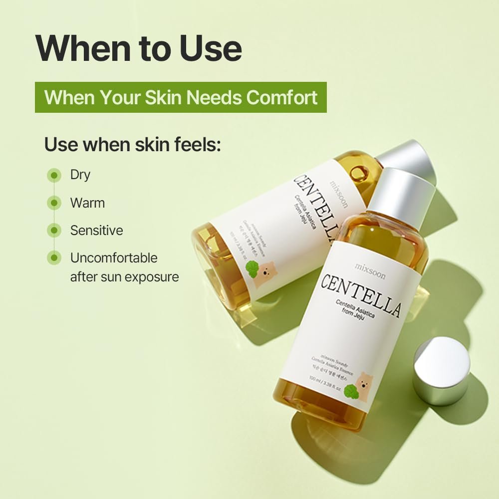 mixsoon Soondy Centella Asiatica Essence-Soothing, Calming and Hydrating for Face, Jeju Island Cica Extracts, Gentle Formula for Balanced, Healthy Skin 100ml / 3.38 fl.oz. Korean Glass Skin Care - Image 6