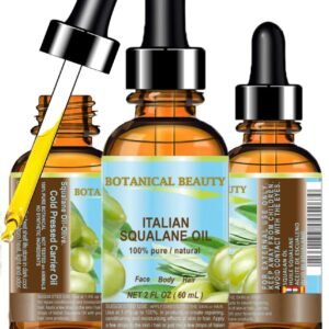 Botanical Beauty SQUALANE Italian Olive 100% Pure Natural Undiluted Oil 100% Ultra-Pure Moisturizer for Face, Skin, Body, Hair. Reliable 24/7 Skincare Protection (2 Fl Oz 60 ml)
