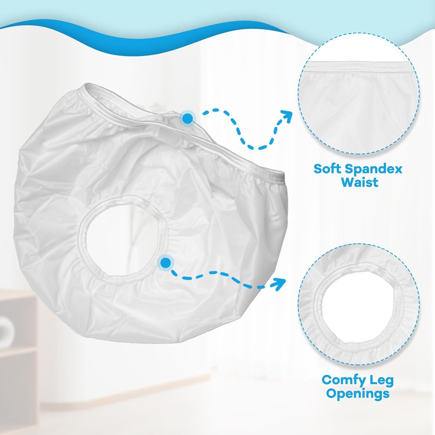 Reusable Waterproof 100% Nylon Taffeta Diaper Pants for Potty Training & Swimming, Leak-Proof & Rip-Proof, Medium (Fits 20 - 25 lbs), 2 Counts - Image 2