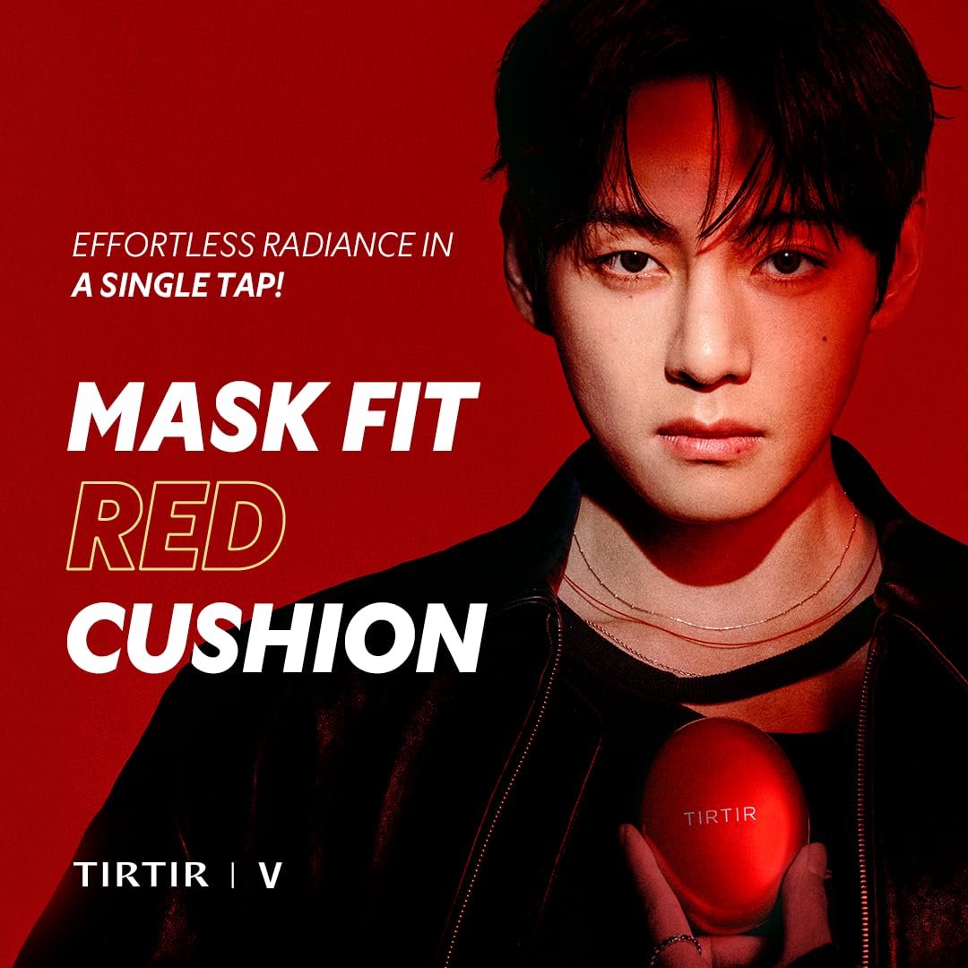TIRTIR Mask Fit Red Cushion Foundation | Full coverage, Weightless, Skin fit, Satin Glow Finish, Korean Makeup BB Foundation, beauty, Tattoo cover up, Buildable (#24N Latte, 0.63 Fl Oz) - Image 2