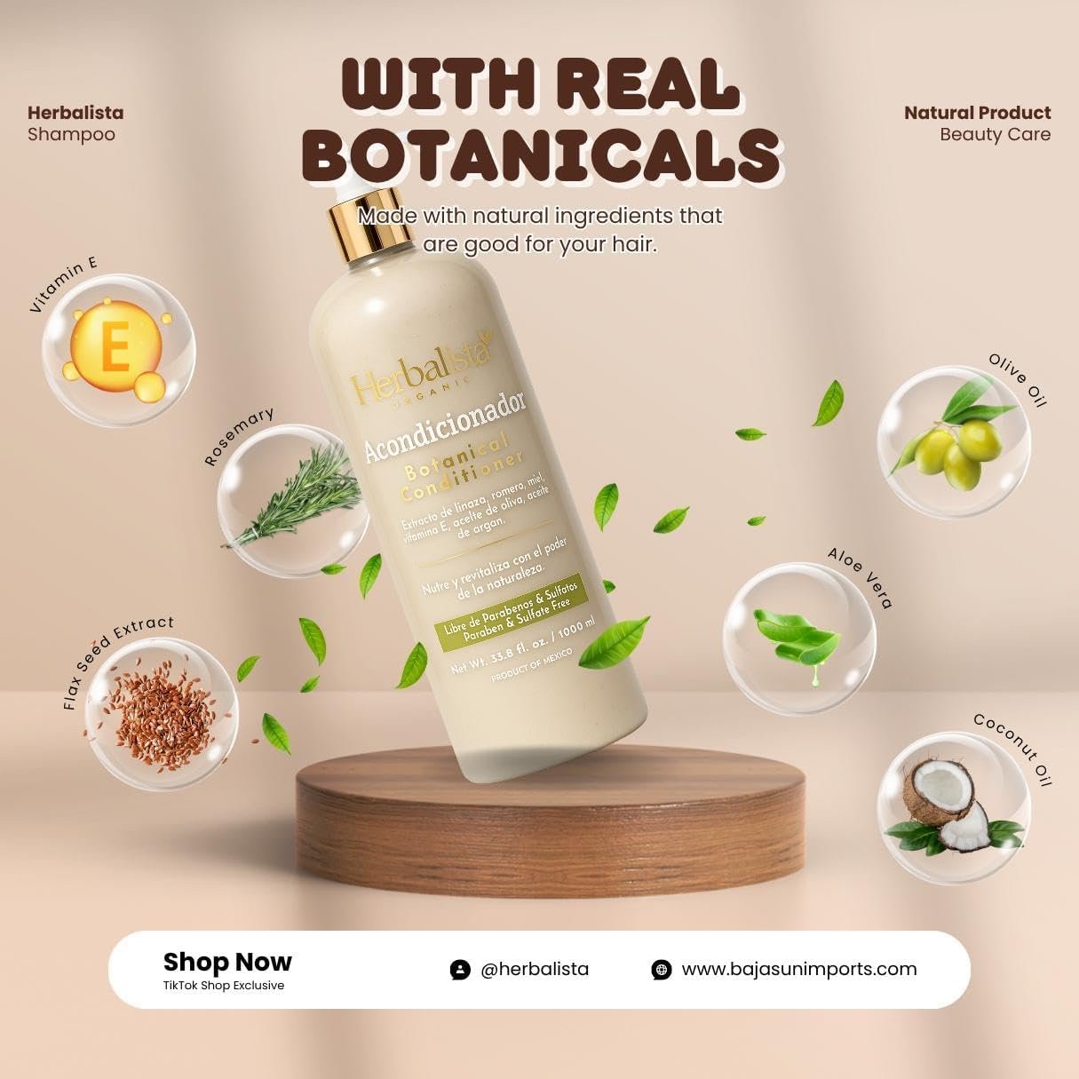 New Viral Herbal Hair Care 2 Pack Bundle – Shampoo & Conditioner Set 33 fl oz (1000ml) Each – With Real Botanicals – Strengthens Nourishes & Smooths – 100% Natural & Handcrafted - Image 4