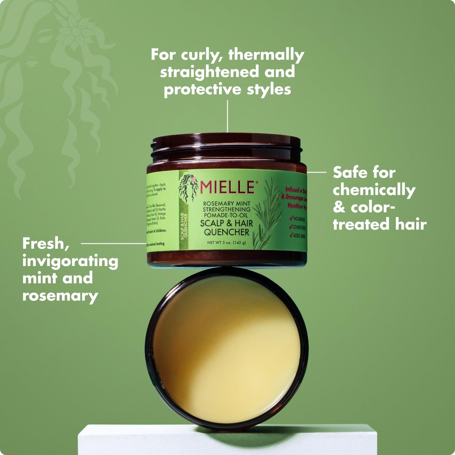 Mielle Organics Rosemary & Mint Hair Pomade for Women & Men - Conditioning Natural Hair Moisturizer to Quench the Scalp, Lock in Wave Patterns, Add Shine & Help Protect Against Dryness (5 oz) - Image 4