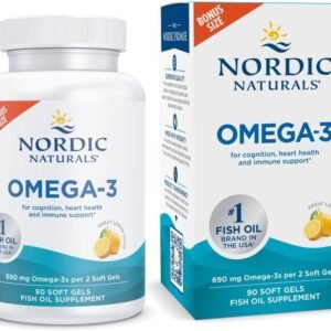 Nordic Naturals Omega-3, Lemon Flavor – 90 Soft Gels – 690 mg Omega-3 – Fish Oil – EPA & DHA – Immune Support, Brain & Heart Health, Optimal Wellness – Non-GMO – 45 Servings