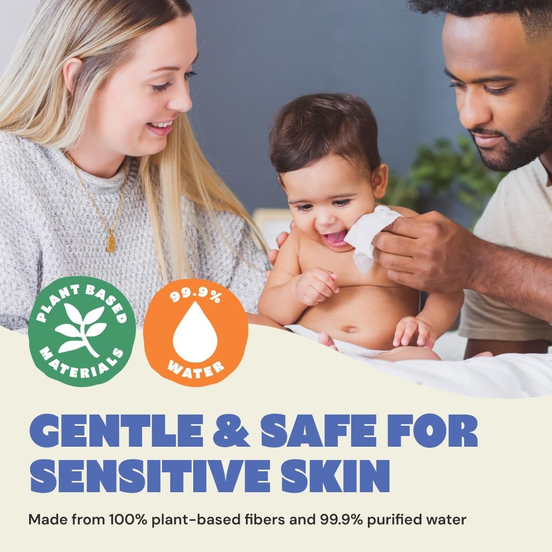 DYPER Newborn Sensitive Baby Wipes Unscented (224 Count), 99.9% Water-Based, Plant-Based & Hypoallergenic - Gentle for Sensitive Skin, Plastic-Free Multi-Use Wet Wipes (Pack of 4) Packaging May Vary - Image 4