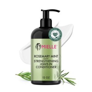 Mielle Organics Rosemary Mint Strengthening Leave In Conditioner for Curly Hair – Hydrating Hair Moisturizer Infused with Biotin to Soften, Protect & Boost Shine (12 Oz)